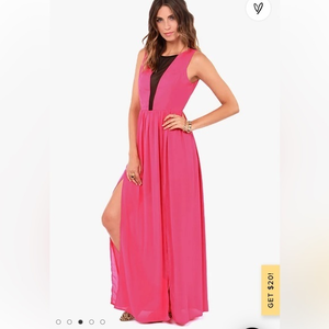 Lulus Pull the Plunge Barbie pink Maxi Dress size small‎
